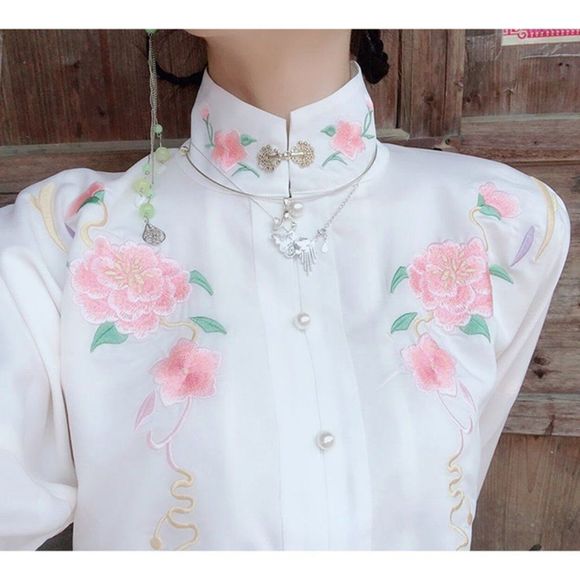None Jackets & Blazers - Blooming Peony Embroidered Top